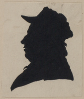 PP 0700
<br/>
Portret van J. Melchior (1824 aet 48), borststuk en profil naar links met pet, silhouet
<br/>
<em>Anoniem (19de eeuw)</em>